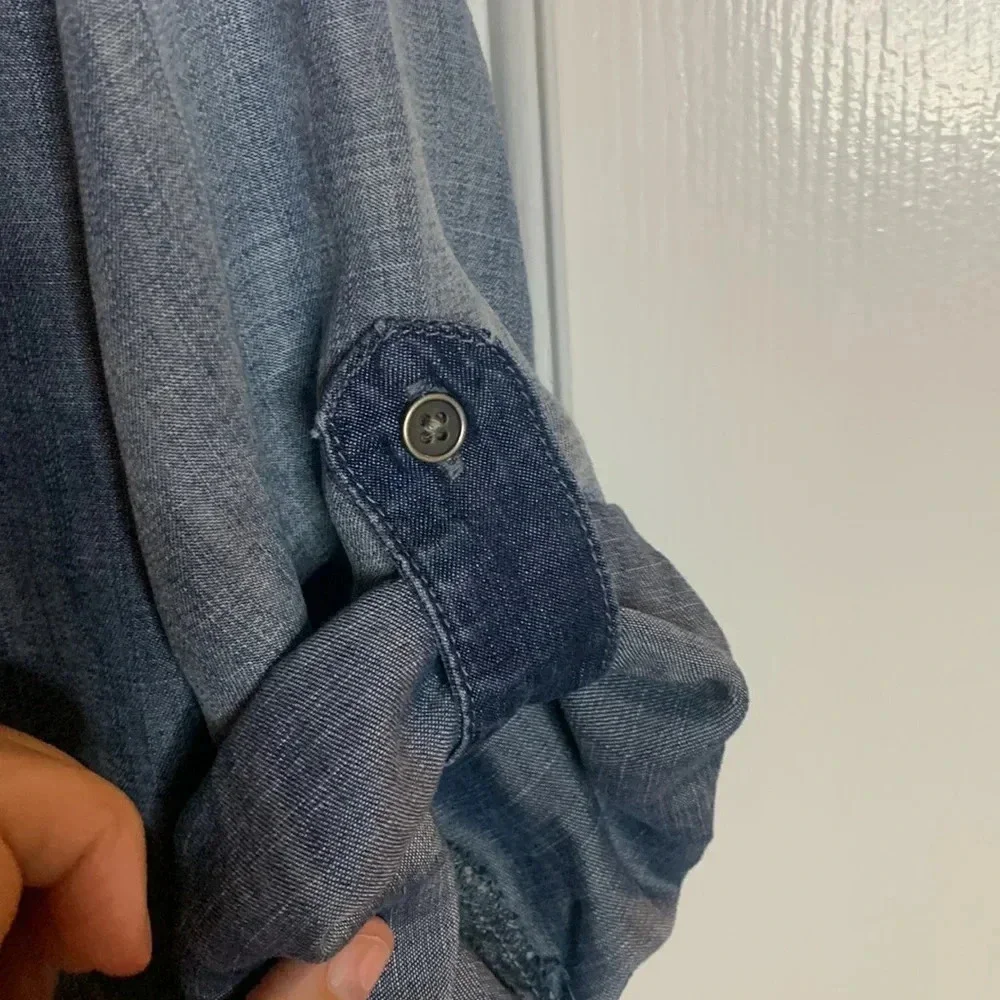 EUC BELLA DAHL womens blue sz large pullover denim shirt - Picture 10 of 12